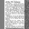 Arthur M Coleman Obituary