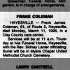 James Franklin (Frank James) Coleman Obituary