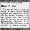 Oscar Edwin Hall Obituary