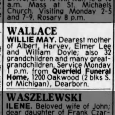 Willie May Gallauher Wallace Obituary