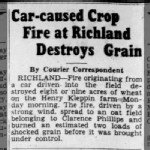 Car Fire Destroys Henry Kleppin's Grain