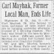 Carl Mayhak, Former Local Man, Ends Life: Argus-Leader (Sioux Falls, South Dakota) 11 Jan 1938