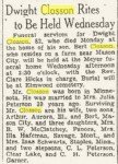 Dwight Wilson Closson Obituary