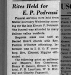 Elvezio P Pedrazzi Funeral Notice