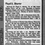 Floyd S Shorter Obituary Floyd S Shorter Obituary