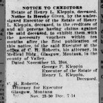 Henry L Kleppin Notice to Creditors