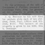 J Q Bennage Probate Filed