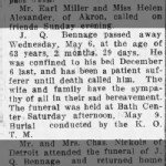 J. Q. Bennage Death Notice
