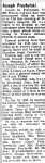 Joseph Przybylski Obit, Stevens Point Daily Journal, Stevens Point, Wisconsin, Wednesday, 13 Jan 1965