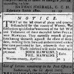 Notice of Philemon Hawkins Executors