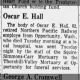 Oscar Edwin Hall Obituary