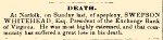 Swepson Whitehead Death Notice