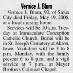 Vernice Juanita Small Blum Death Notice