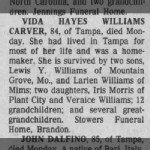 Vida Marie Hayes Williams Carver Obituary