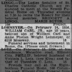 William Carl Lohmeyer Jr Funeral Notice