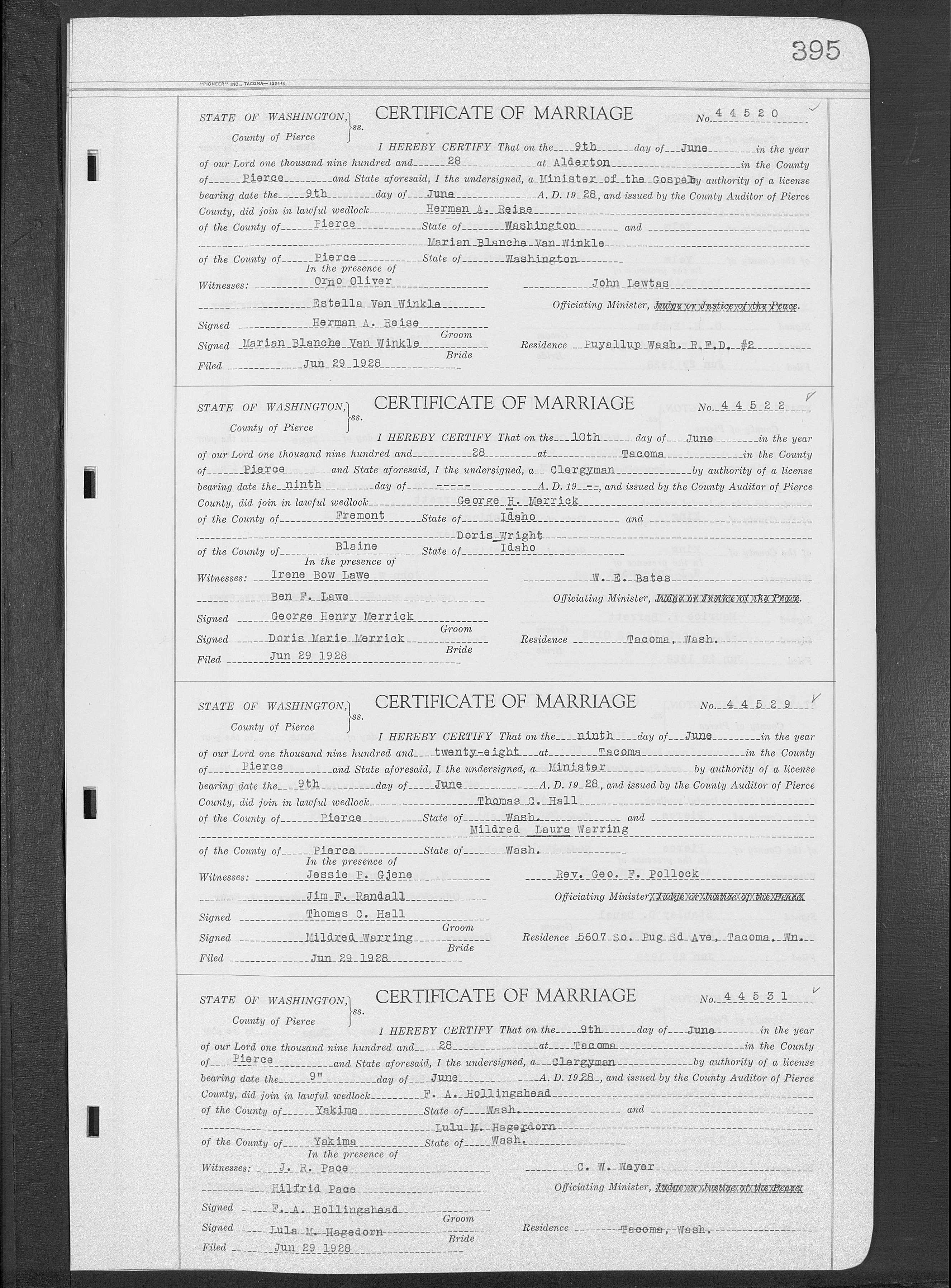 Washington, County Marriages, 1855-2008