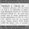 Charles E Cheak Jr - Funeral Services
