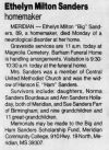 Milton, Ethelyn Sanders 1907-1997, obit, Clarion Ledger, Wed Jan 15 1997