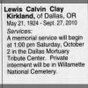Newspapers.com - The Bulletin - 1 Oct 2010 - 17 Memorial Service - Lewis Calvin Clay Kirkland