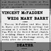 Newspapers.com - The Joliet News - 19 Nov 1908 - Page 2 Vincent McFadded / Mary Barry Wedding Announcement
