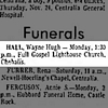 Wayne Hugh Hall Funeral Notice