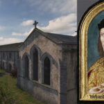 A View of Greyfriars Abbey with a portrait of Richard III on right