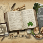 Collage of genealogy sources